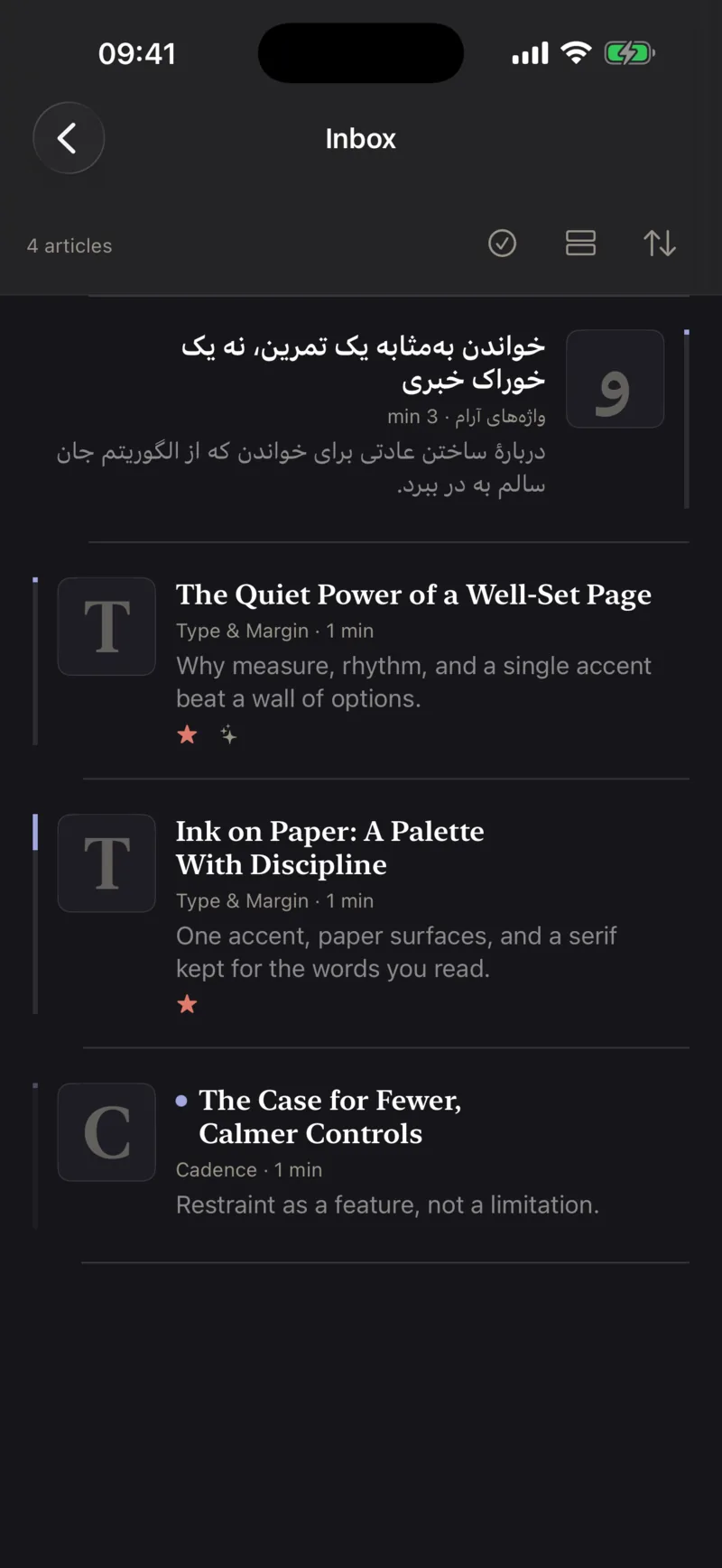 The Colophon library on iPhone in dark mode.